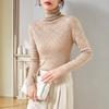 Niche Design Pressure-drilled Silk Wool Sweater Autumn Turtleneck Slim-fitting and Thin Bottomed Knitted Sweater Women's Top