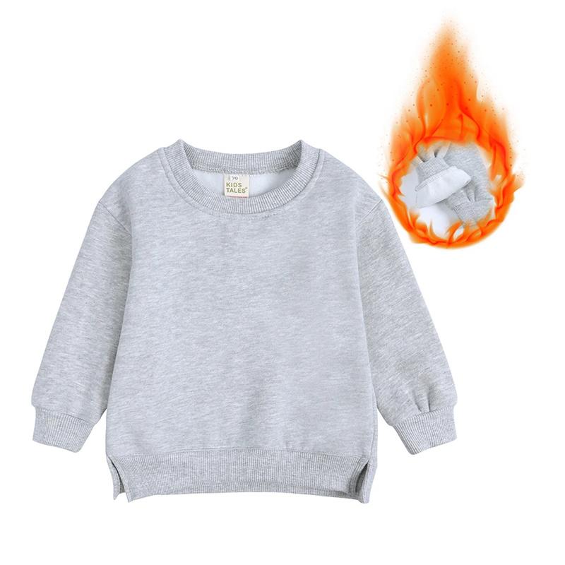 2026 Winter Autumn Hoodies Pullovers Kids Boys Girls Clothes Korean Baby Thicken Fleece Sweatshirt Children's Clothing 6M-7T