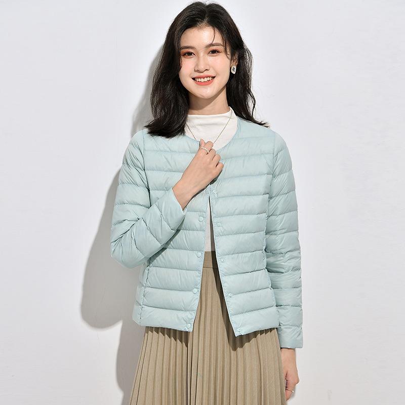 Light Down Jacket Women's Short Autumn and Winter Light Liner Wear Inner Round Neck Warm Large Size Coat