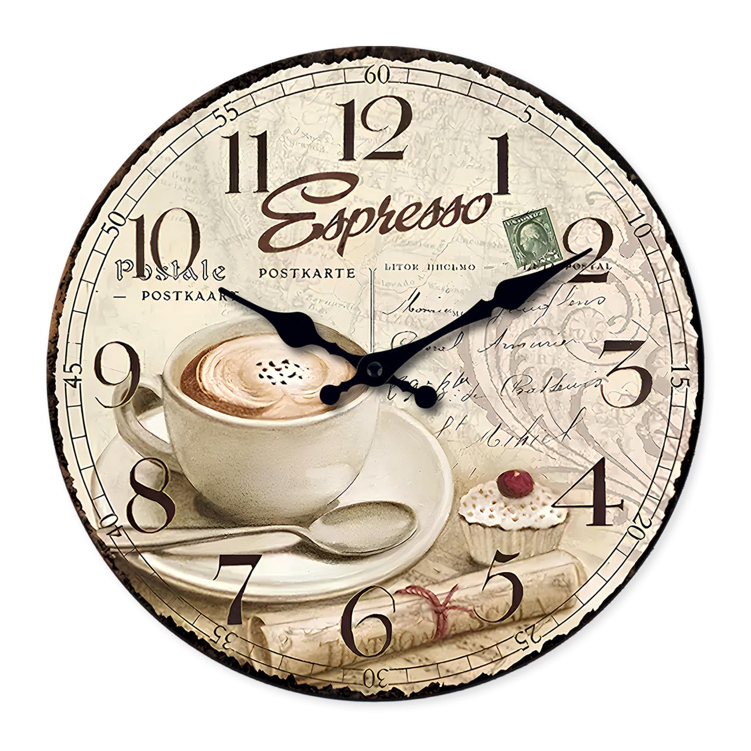 High-Quality European High-Quality Retro High-Quality Coffee High-Quality Cup High-Quality Pattern High-Quality Wooden High-Quality Wall (as the picture,10Inch)