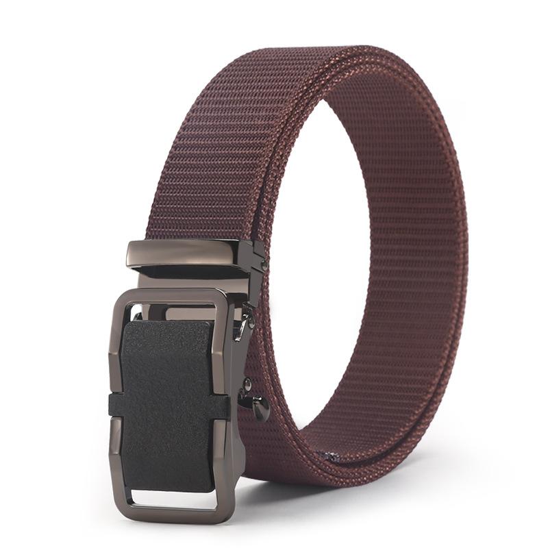 Belt Men'S Automatic Button Head Canvas Belt Medium Green Business Casual Simple Jeans Belt