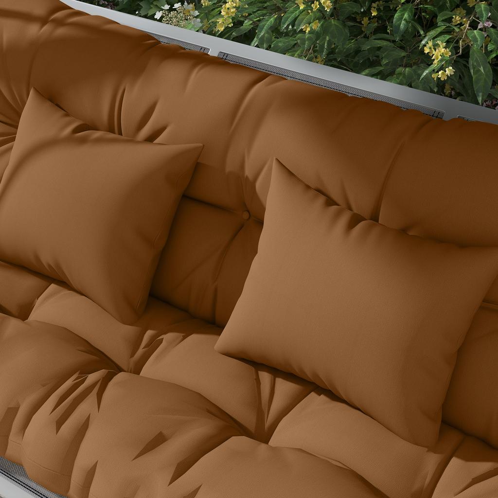 4-Piece Seat Cushion Set, 150x50 cm Water-Repellent Chair Cushions with Ties, 10cm Thick Tan