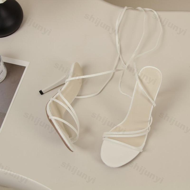 Mode Été Sandales à Talons Hauts pour Femmes Mode Rome Sexy Lanière Croisée Bout Ouvert Escarpins Sandales Grande Taille 35-42 Zapatos Mujer