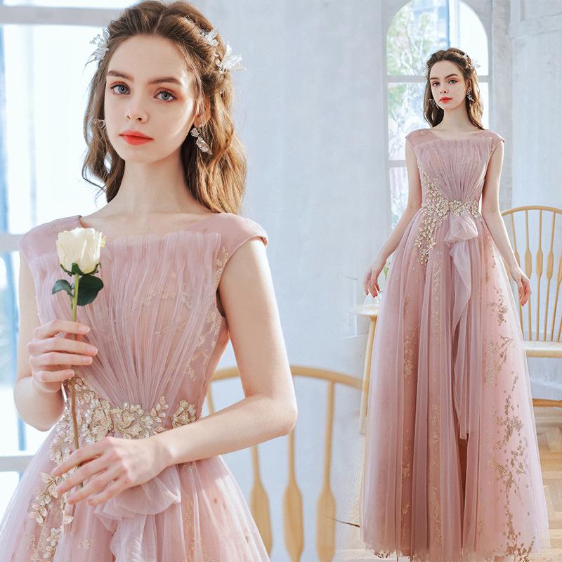 Daily Wear Dress, Pink Bridal Wedding Toast Dress Banquet Performance Host Wedding Dress Evening Dress