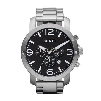 BUREI Herren-Analoguhr mit Datumsanzeige, Wasserdichtes Quarzwerk, Leicht ablesbare schwarze Armbanduhr, Schlichtes Design für Business und Freizeit,