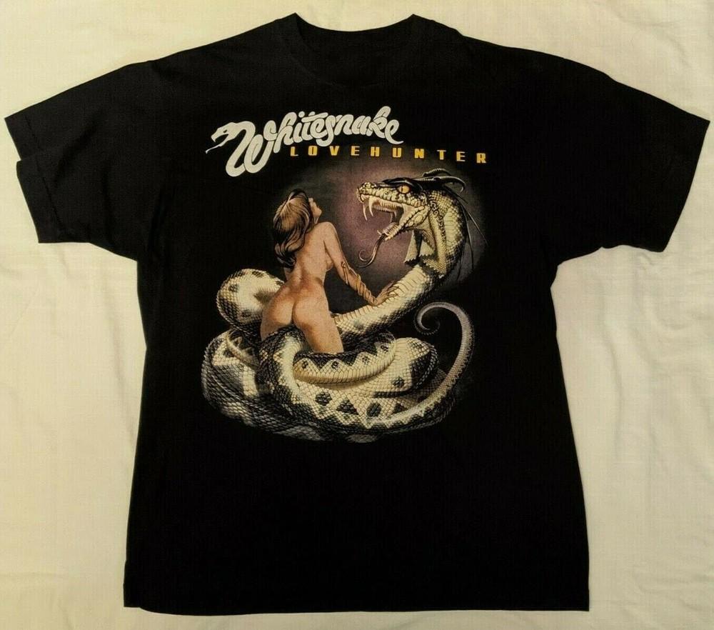 Винтажная мужская черная футболка Whitesnake LOVEHUNTER Tour Concert S-5XL Хлопок FF142 Унисекс XL