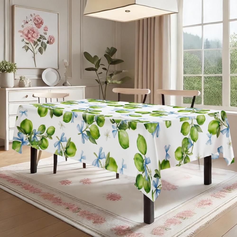 Floral Green Fruit Rectangle Table Cloth for Table Decor Holiday Party Waterproof Reusable Tablecloth for Tables Indoor Outdoor