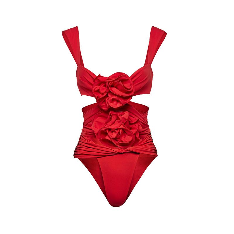 Sexy Flower One Piece Swimwear Brazilian Biquini Cut Out Swimwear Women Swimsuits High Leg Bodysuit Bathing Suit Monokini