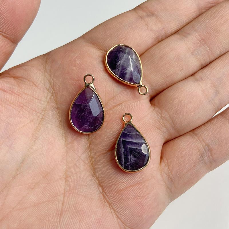 Natural Slice Stone Amethysts Purple Pendant Quartz Crystal Irregular Charm For Handmade Jewelry Making Necklace Earring Diy