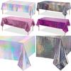 4pcs Aluminum Foil Tablecloths Shiny Rainbow Black Rectangle Tablecloth Dining Table Cover for Wedding Party Banquet Decoration