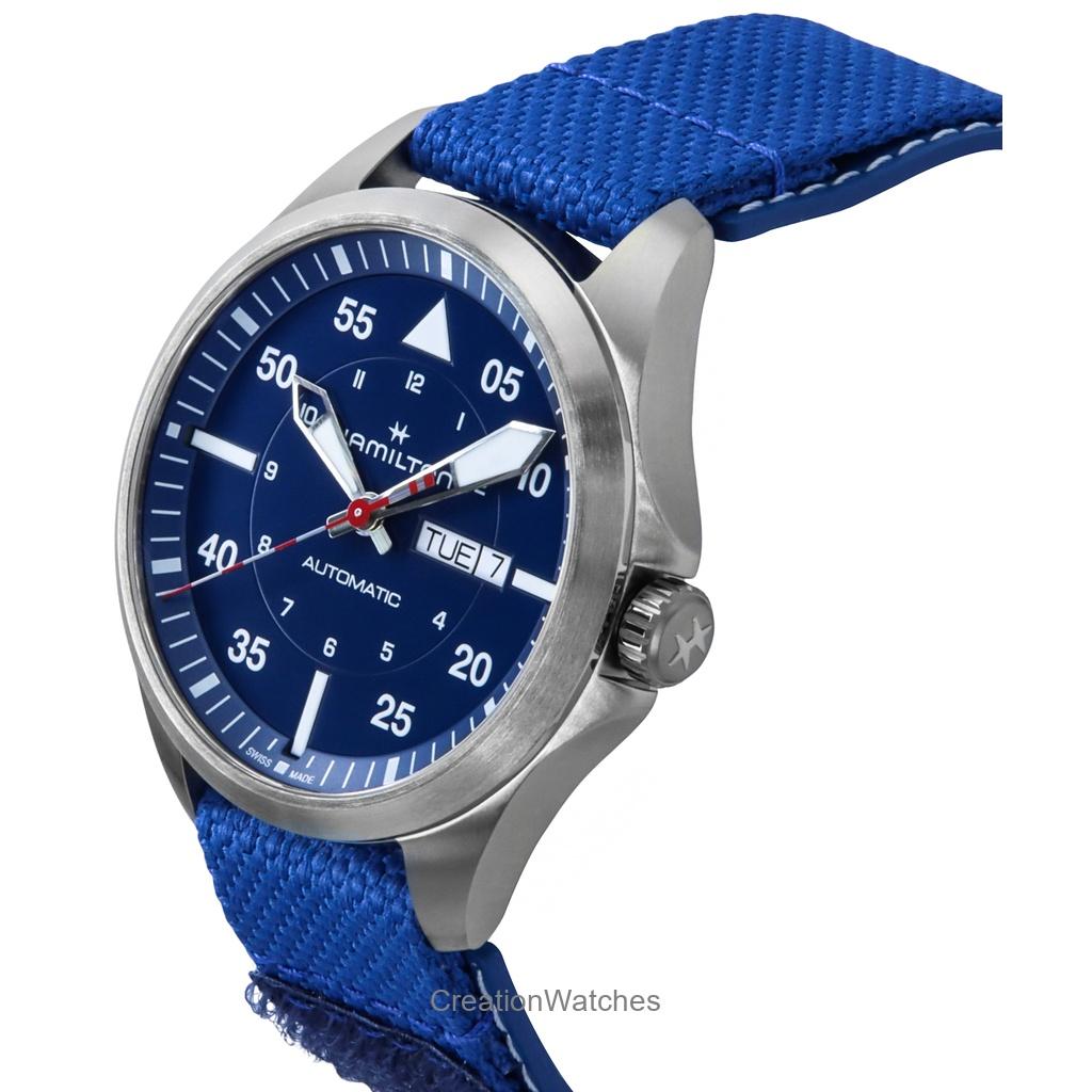 Hamilton Khaki Aviation Pilot Air-Glaciers Edition Textile Strap Blue Dial Automatic H64655941 100M Men's Watch