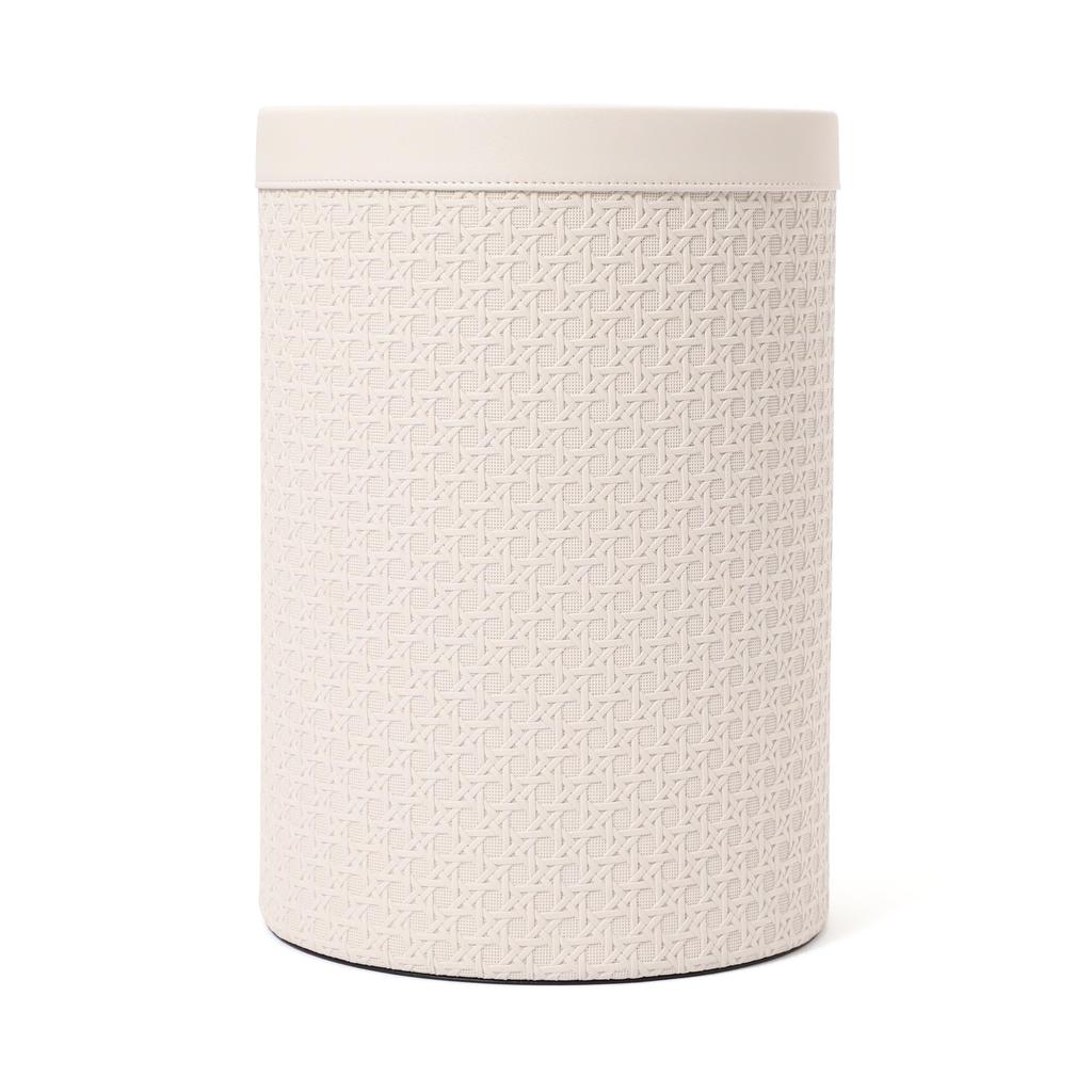 Francfranc Embossed Dustbin, Medium, Ivory, Stylish, Perfect for New Homes and Moving