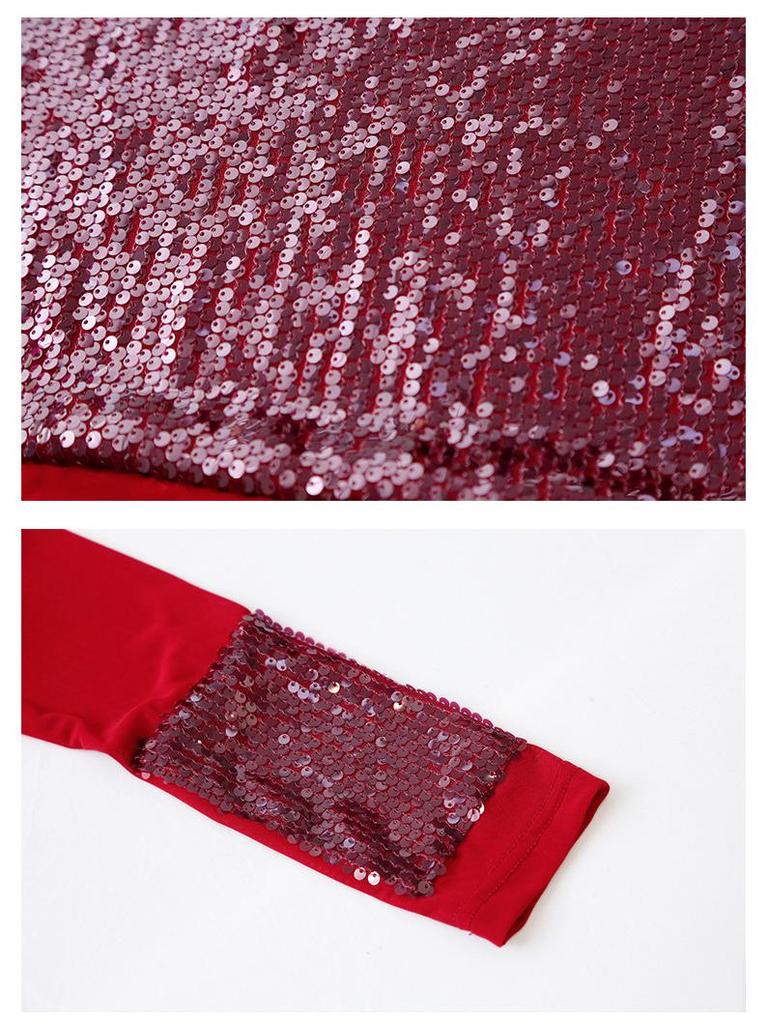 European Style 2024 Sequin Slim Fit Long Sleeve T-shirt for Women
