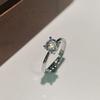 6Pcs Simple single zirconia ring with adjustable opening finger ring wedding accessory ring