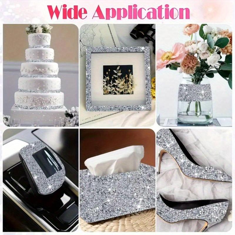 1pc Bling Crystal Rhinestone Ribbon, DIY Self-Adhesive Rhinestone Sticker Ribbon for Wedding Cakes Birthday Crafts Decorations