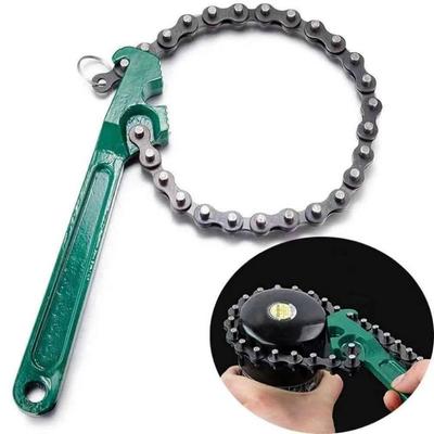 Steel Construction Chain Filter Wrench Heavy Duty Ergonomic Handle Pipe Fittings Wrench Multifunction Tool Non Slip