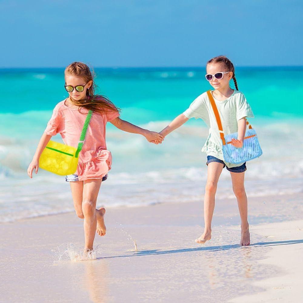 3Pcs Multifunctional Mesh Beach Bags Large Capacity Shell Pouch for Sand Toys