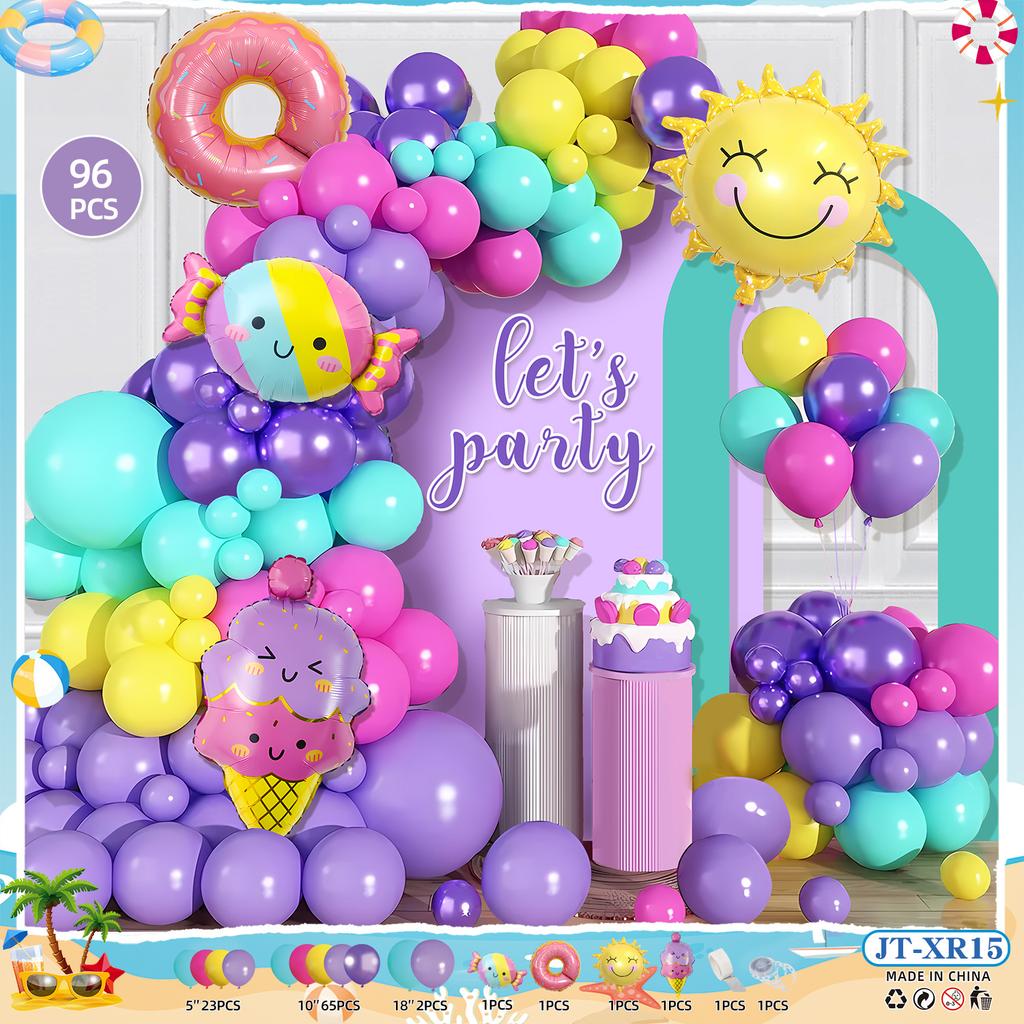 Hawaiian Balloon Set Wreath Summer Pool Party Pineapple Balloon Hawaiian Party Outdoor Outfit