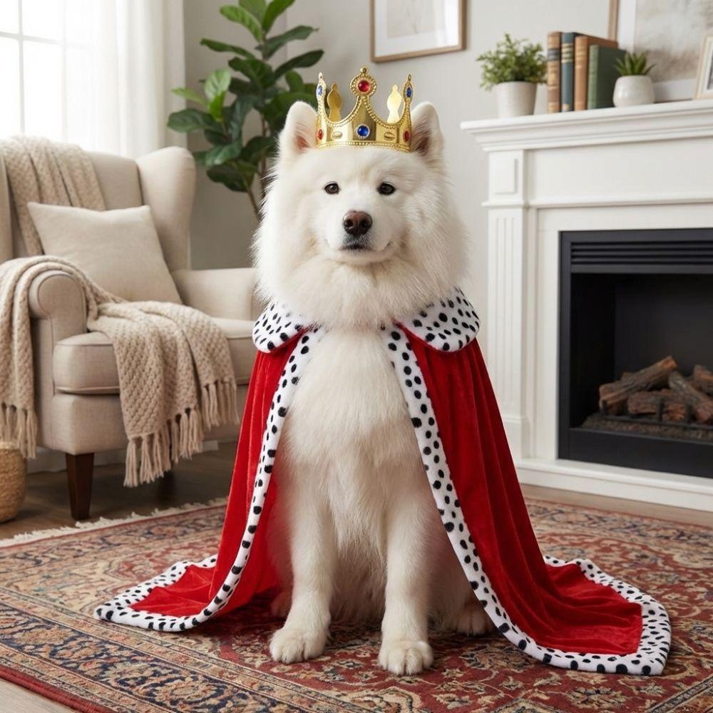 Funny Adjustable Dog King Cloak With Crown Cozy Pet Cosplay Cloak Velvet Trimmed Breathable Pet Costume Photo Pet