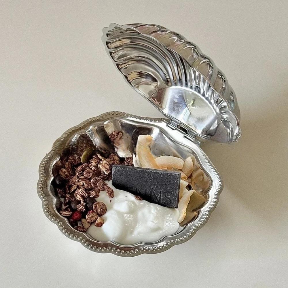 Retro Shell Shaped  Dessert Dish 304 Stainless Steel Cheese Dish INS Butter Dish  Table Decoration