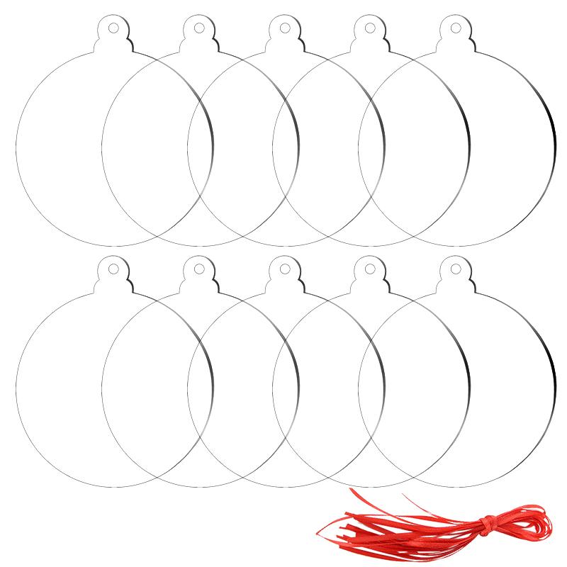 

10 шт. Акриловые диски, подвесные украшения для рождественской елки, сделай сам, пустой круг, рождественские и новогодние украшения для дома, прозрачные безделушки, шары, поделки