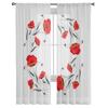Rote Mohnblumen-Tüllvorhänge für Wohnzimmerdekoration, moderne Schleier-Chiffon-Vorhänge, Schlafzimmer, durchsichtiger Voile
