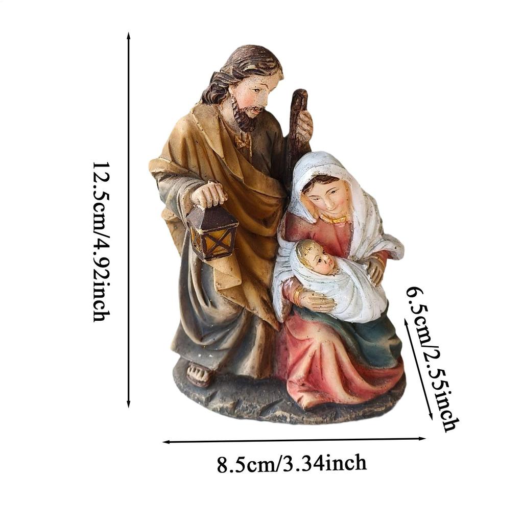 Figurines de Crèche Ornement Religieux Fait Main Statue de Crèche de Noël Pour Fête Maison Église Enfants Table Jardin Pelouse Porte