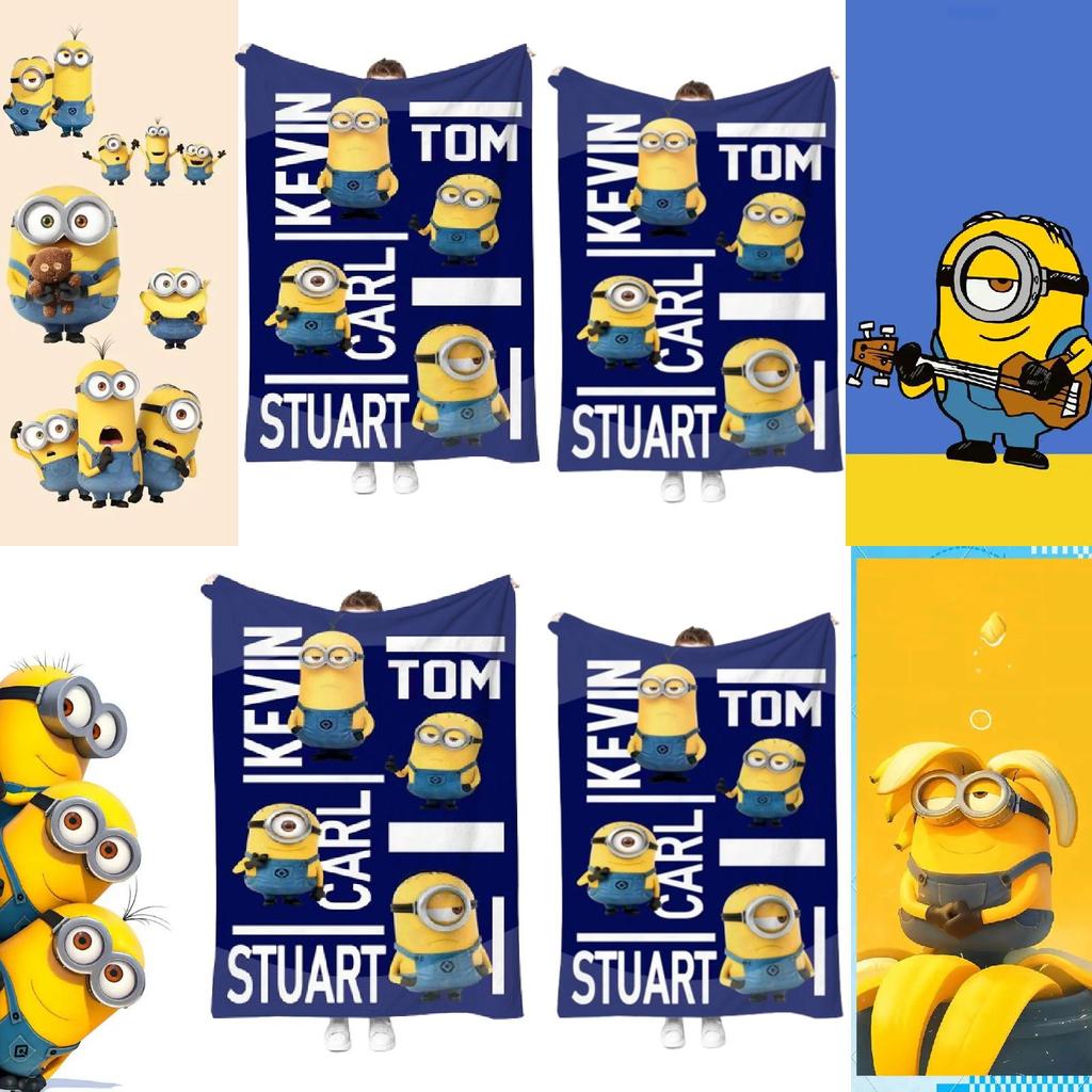 Minions Blanket With Geometric Pattern For Dorm Room And Office Comfort