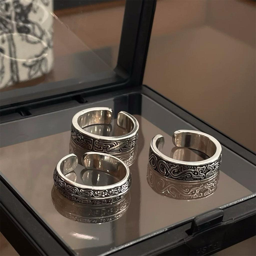 Men's and Women's Retro Versatile Pattern Open Finger Ring Personalized Dragon Pattern Ring