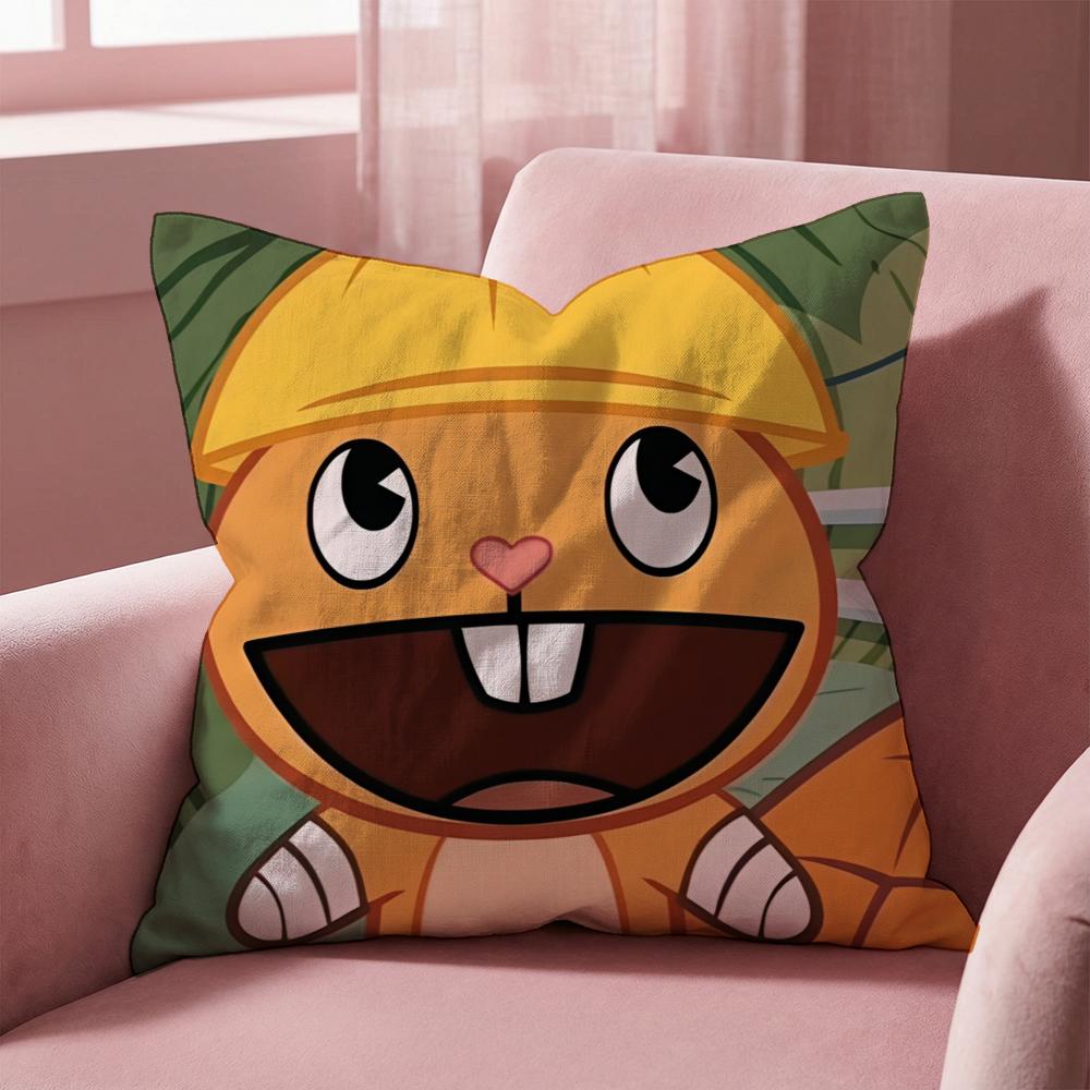 N-Nutty H-Happy Tree F-Friends Cushion Cover Multi-Scene Pillow Cover for Home & Car - Reversible, Soft & Durable for Daily Use