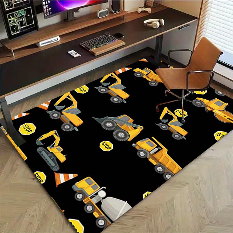 1PC construction vehicles stop signs Extra Large Non-Slip Floor carpet, Office, family, bedroom, Studio - Large Area RugJ0412