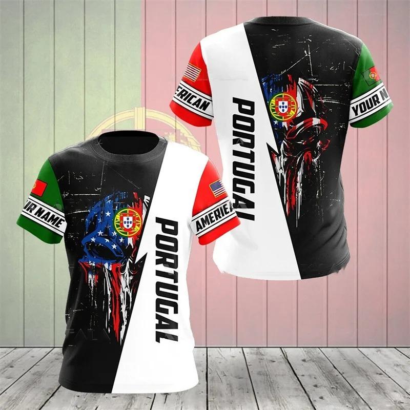 3D Portugal National Emblem Graphic T Shirt for Men Clothing Casual Unisex Short Sleeved Tee Shirts Streetwear Y2k Tops T-shirt