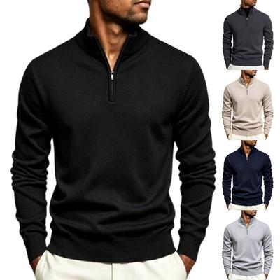 Men's 1/4 Zip Knit Pullover Casual Loose Fit Long Sleeve for Business Casual Wear