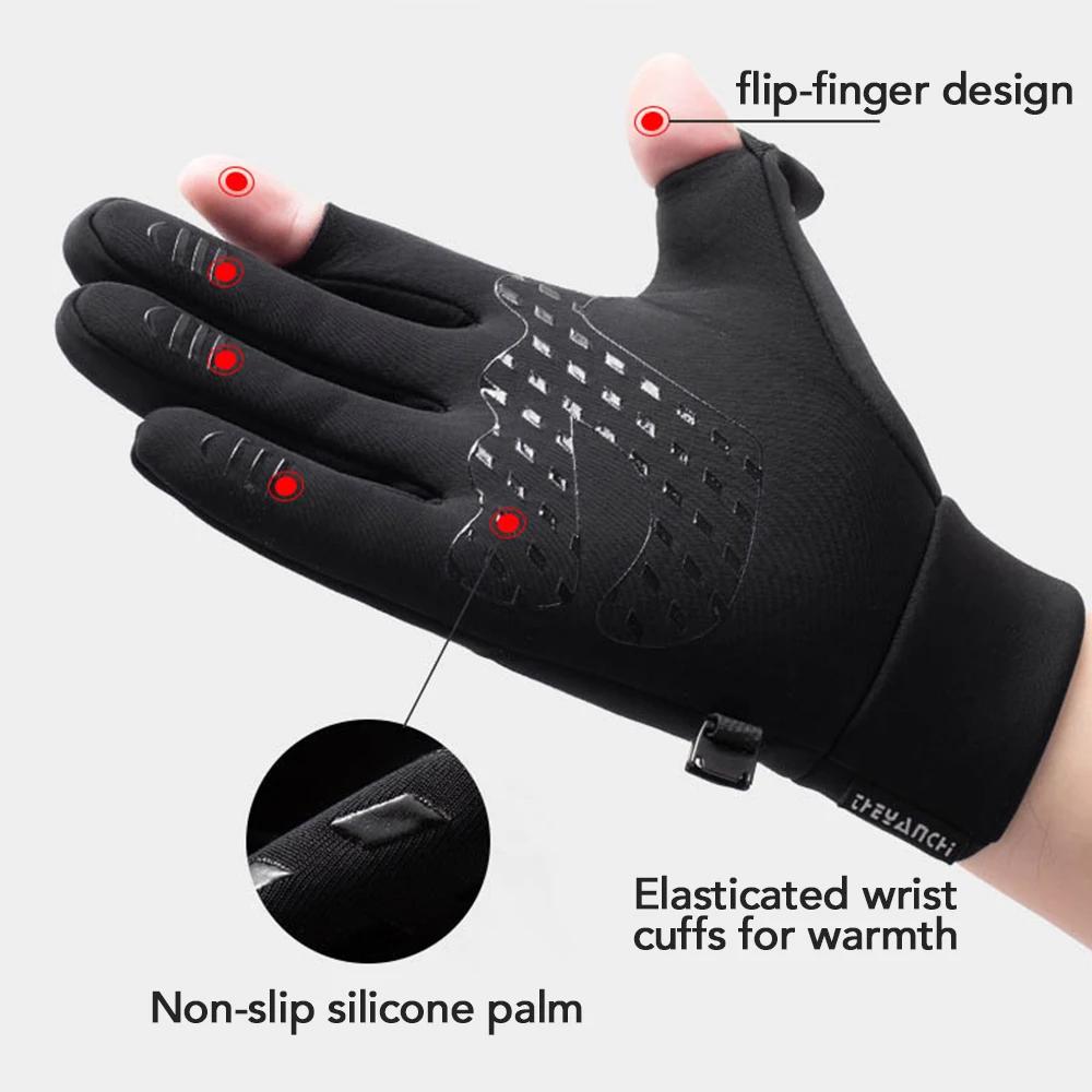 Winter Gloves for Fishing 2 Finger Flip Waterproof Windproof Touch Screen Men Women Warm Thermal Fish Angling Gloves Accessory