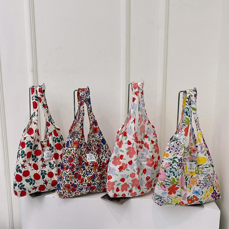 Summer Floral Bag Personality 2025 Foreign Style Large Capacity Rose Canvas Beach Shopping Bag Shoulder Armpit Bag