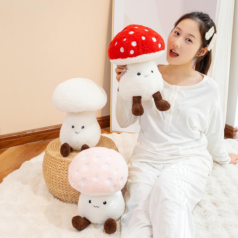New Soft Cartoon Mushroom Plush Vegetable Toy Fluffy Stuffed Hug Pillow Realistic Natural Plant Baby Doll Comfort Birthday Gift