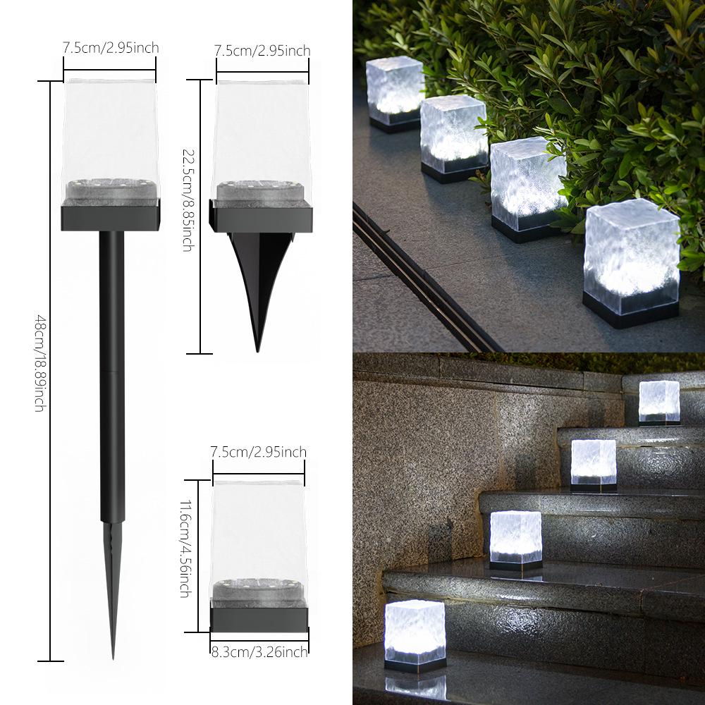 Waterproof Solar Ice Brick Garden Lights - Outdoor Glass Deck & In-Ground Lights