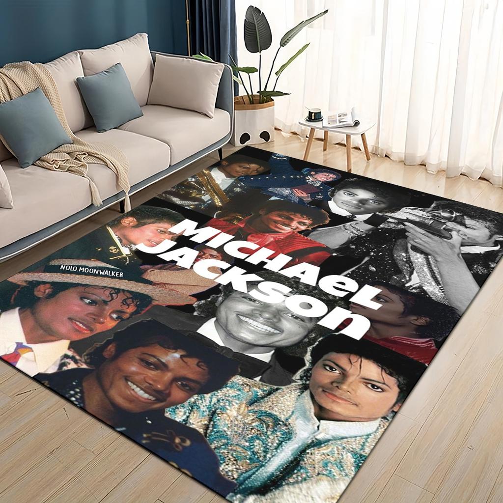 Neuer Stil Michael Jackson King of Pop MJ Teppich für Wohnzimmer Schlafzimmer Zuhause Sofa Dekoration, Rutschfeste Bodenmatte für Kinder