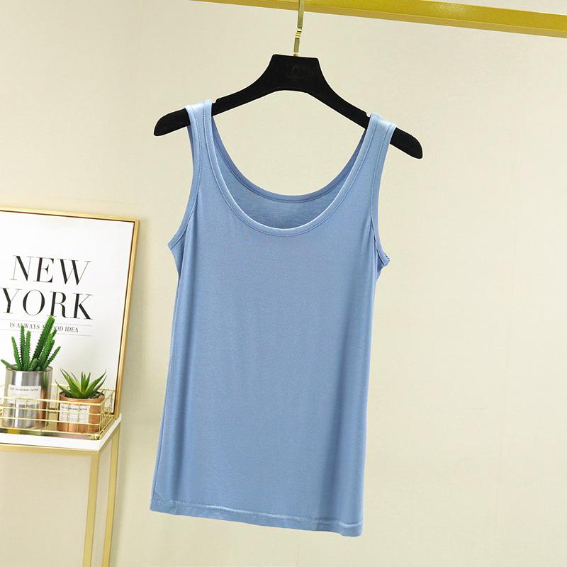 

Женская хлопковая майка без рукавов большого размера однотонного цвета с U-образным вырезом L