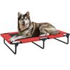 Portable Raised Dog Bed, Elevated Pet Cot with Breathable Mesh for Indoor Outdoor, for Large Dogs, Red