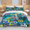 10 Sizes Fine Graffiti Pattern Bedding 3 Piece Set King Size Double Bed Bedding Set Microfiber or Polyester Duvet Cover Set