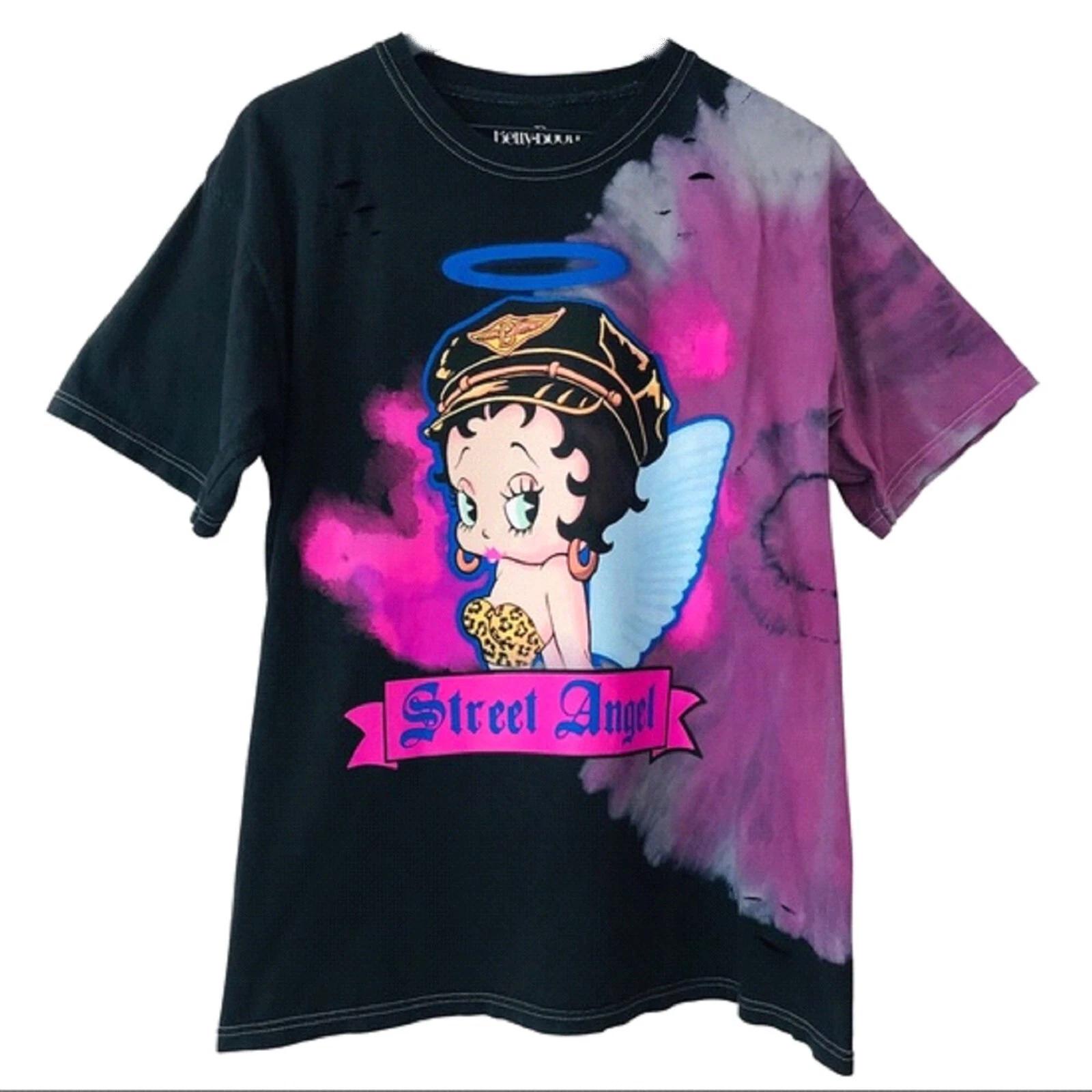 Betty Boop Street Angel Distressed Tie Dye Women s T-Shirt NWT S