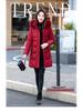 Women's Mid-Length Winter Fur Collar Hooded Cotton Jacket - Fashionable Slimming Warmth