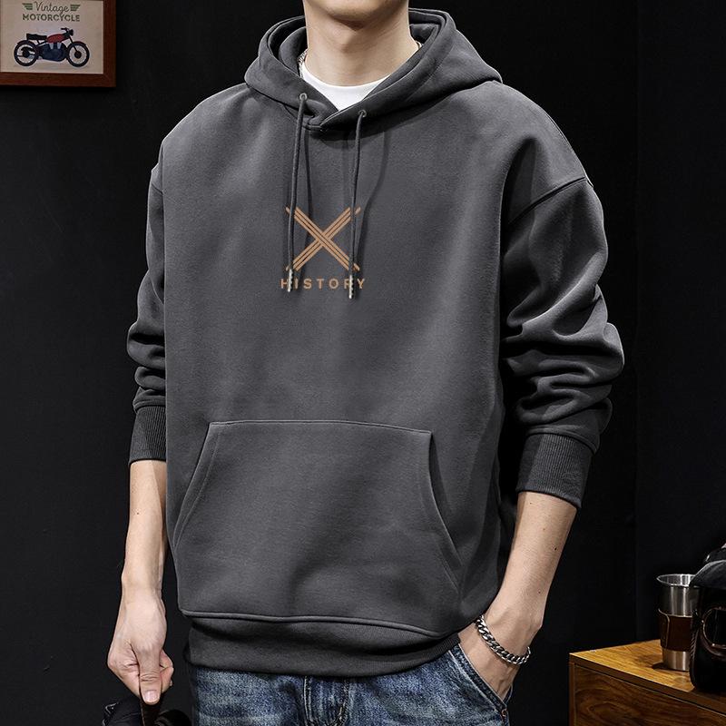 Men s Heavyweight Plus Velvet Hoodie - Spring/Autumn Style M (115-140 lbs)