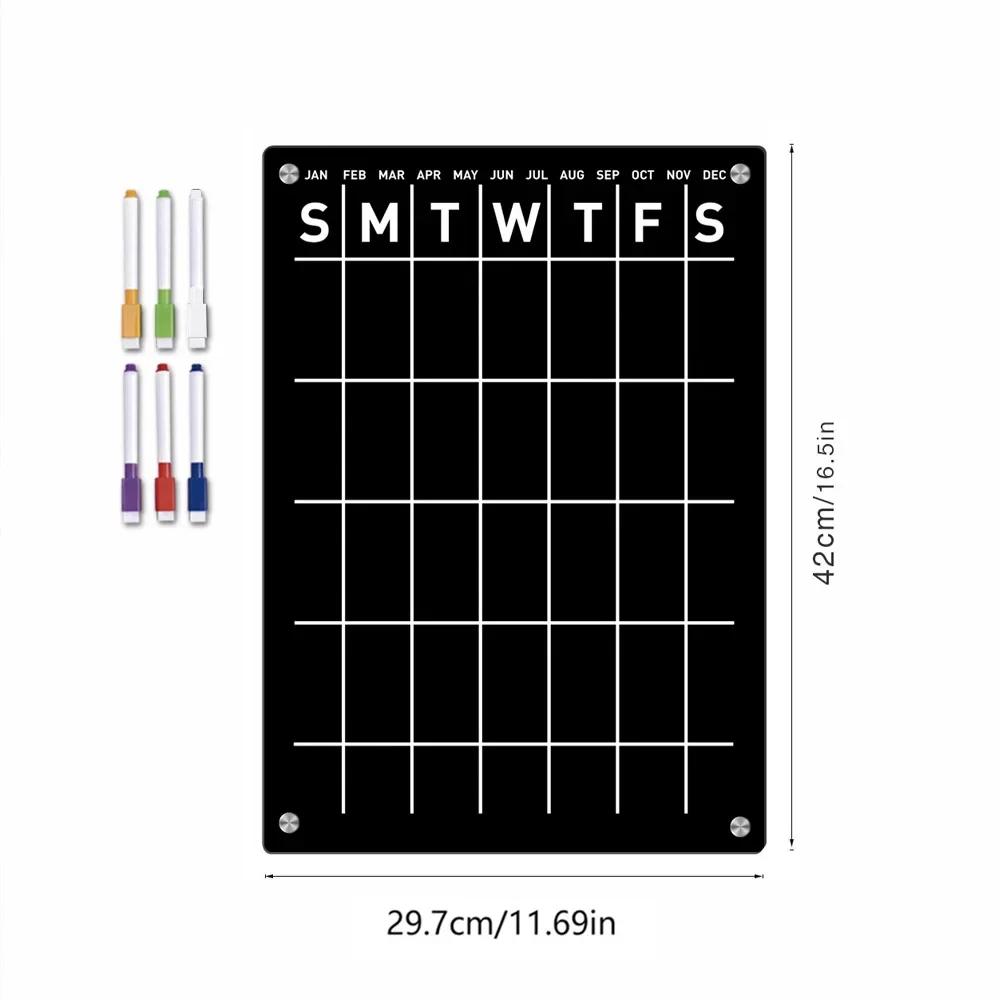 Magnetische Kühlschrankkalendertafel Klares Acryl Wochenplaner Magnetisches Whiteboard Transparente Kühlschrank-Schwarze Tafel Nachricht Menü