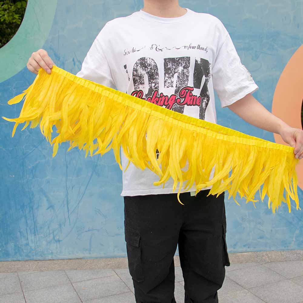 1 Meter Natürliches Rotes Hahnenhechel Federbesatz Fransen 10-12 Zoll Hochzeit Karneval Party Dekoration DIY Kleidung Nähen Handwerk