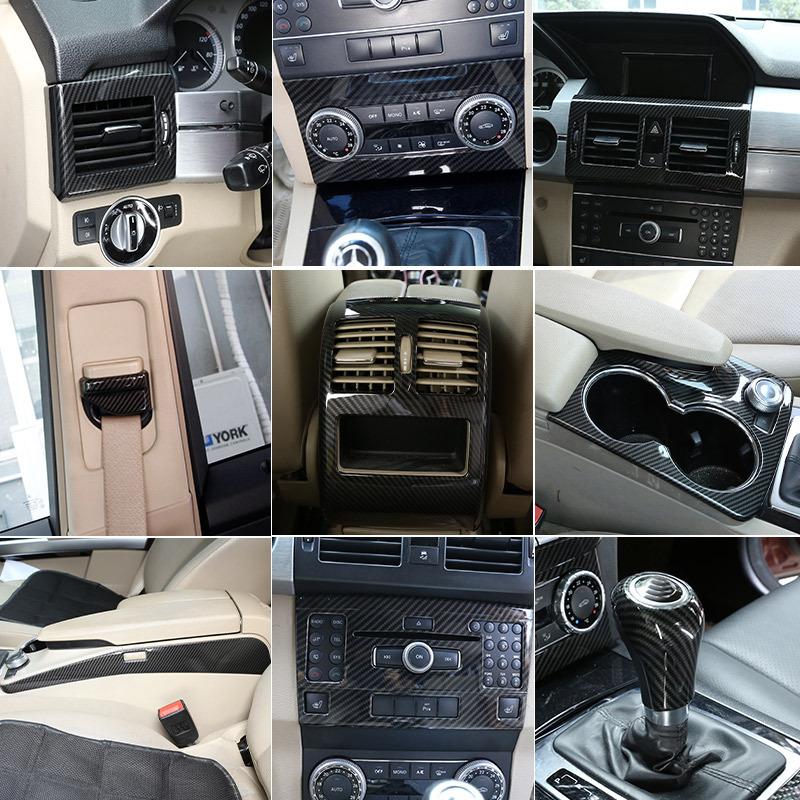 For Mercedes Benz GLK X204 2008-2015 ABS Carbon Fiber Car Center Console Decorative Panel Sticker Car Interior Accessories