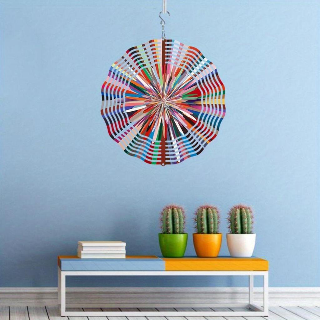 Metal Wind Spinner with Lotus Mandala Design 360 Rotating Hook for Garden Balcony Yard Outdoor Decor Thanksgiving Christmas Holiday