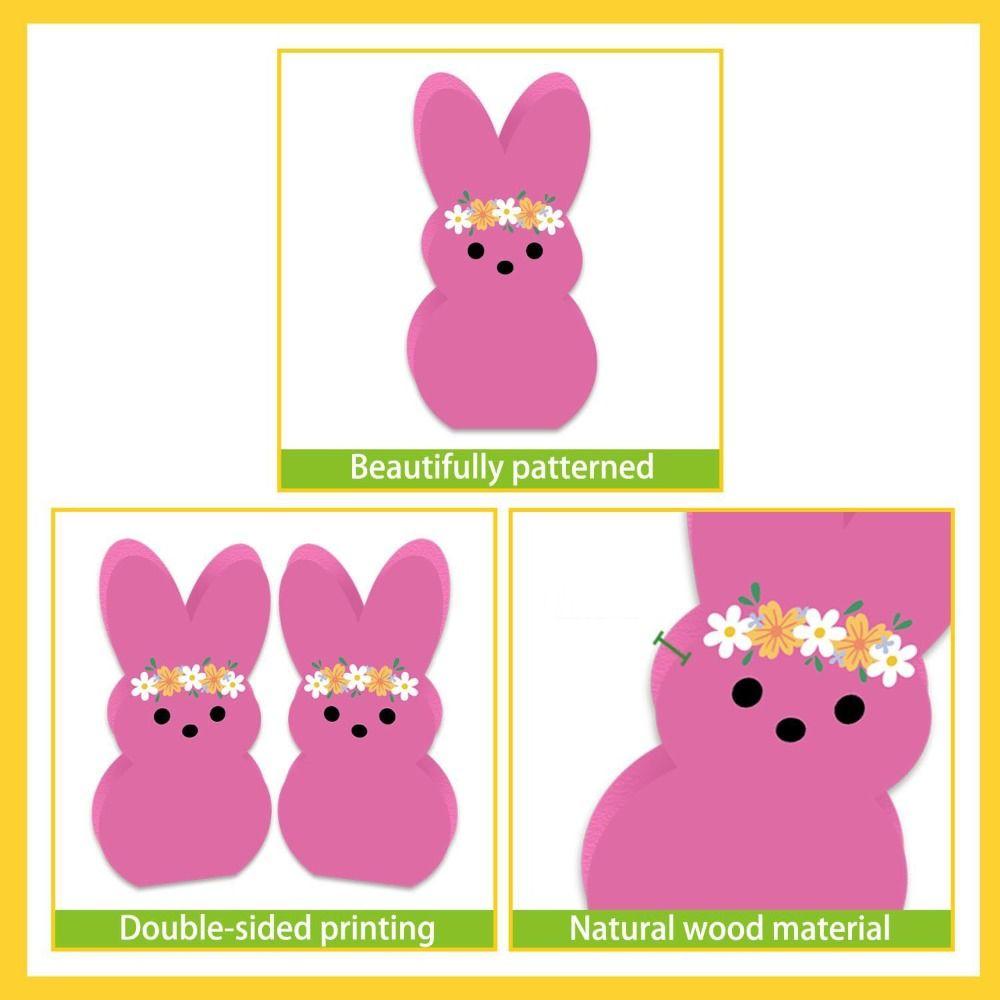 Cartoon Colorful Rabbit Decoration Handmade Home Table Decor Easter Bunny Wood Signs  Friends