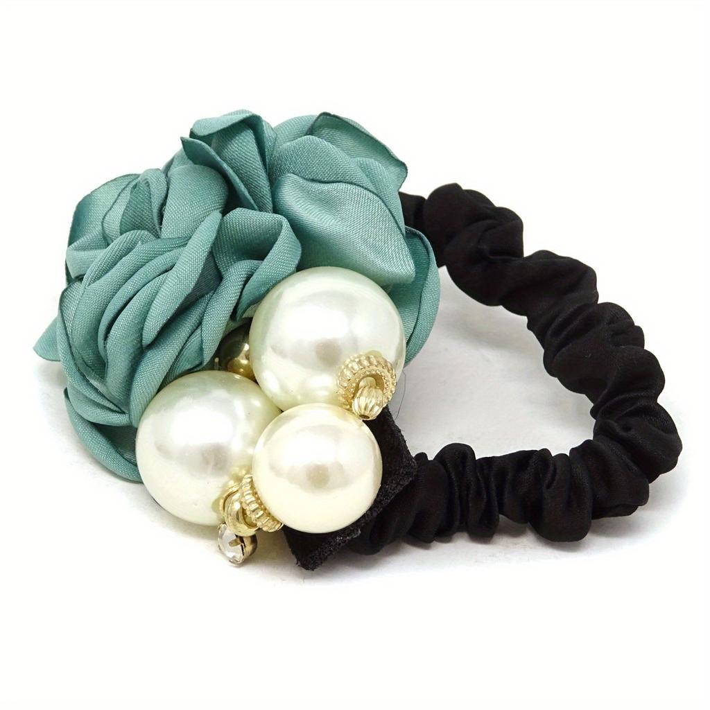 Korean Style Fashion Large Pearl Rose Flower Hair Ring Handmade Camellia Hair Tie Headband Hair Ornament